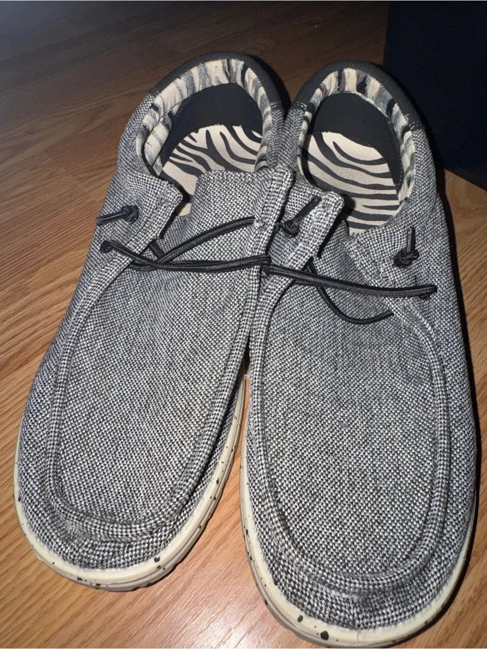 Men's Casual Grey Slip-On Shoes with Zebra Insole